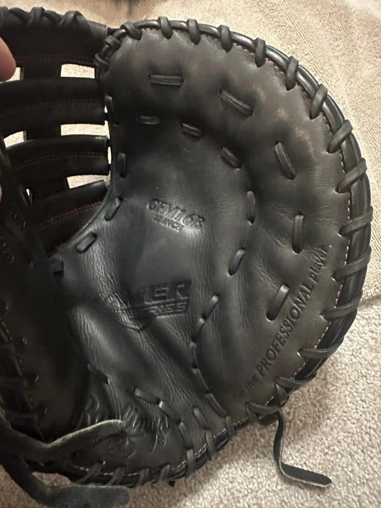 First baseman mitt relacing in progress